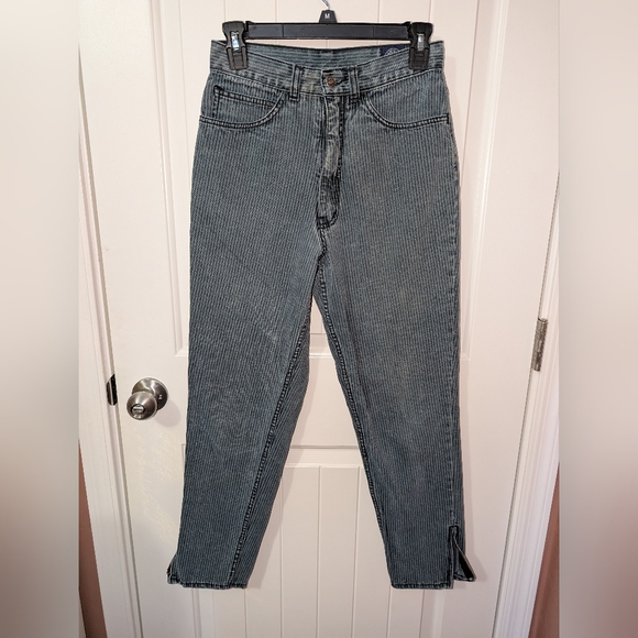 Vintage Lawman Pinstripe Ankle Zip Denim Jeans Women's Blue - Picture 1 of 8